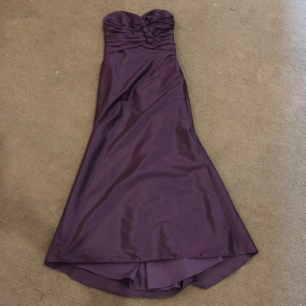 Alvina Valenta Purple Ruched Strapless Prom Dress